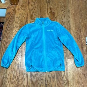 Columbia, girls medium aka a 10/12 zip up teal jacket